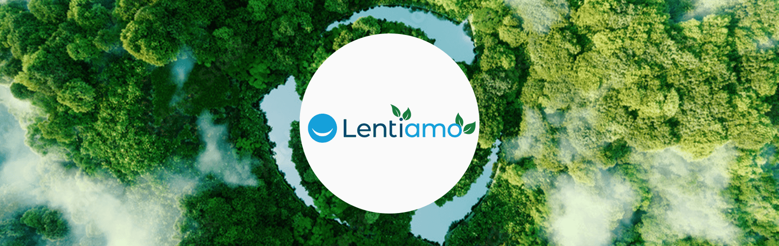 Logotipo da Lentiamo sobre uma floresta verde