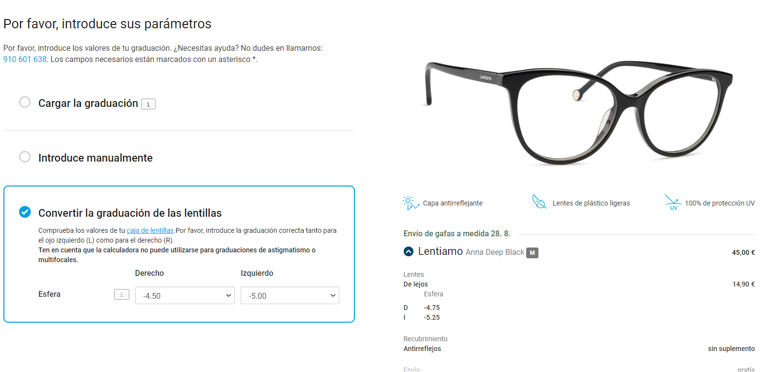 captura de ecrã da calculadora de conversão de receitas na caixa