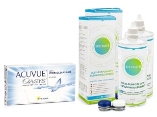 Acuvue Oasys (6 lentes) + 2 x Solunate Multi-Purpose 400 ml com estojo