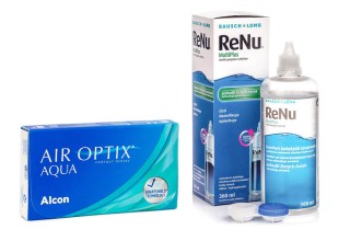 Air Optix Aqua (6 lentes) + ReNu MultiPlus 360 ml com estojo