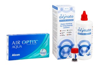 Air Optix Aqua (6 lentes) + Oxynate Peroxide 380 ml com estojo