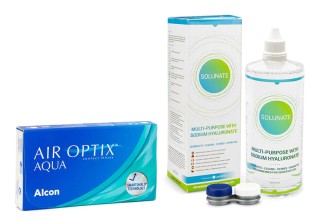 Air Optix Aqua (6 lentes) + Solunate Multi-Purpose 400 ml com estojo