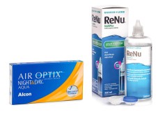 Air Optix Night & Day Aqua (6 lentes) + ReNu MultiPlus 360 ml com estojo