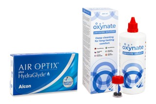 Air Optix Plus Hydraglyde (6 lentes) + Oxynate Peroxide 380 ml com estojo
