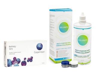 Biofinity Toric (3 lentes) + Solunate Multi-Purpose 400 ml com estojo