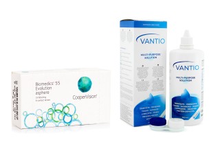 Biomedics 55 Evolution CooperVision (6 lentes) + Vantio Multi-Purpose 360 ml com estojo