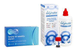 Lenjoy Bi-weekly Aqua+ (6 lentes) + Oxynate Peroxide 380 ml com estojo