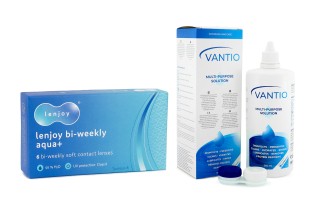 Lenjoy Bi-weekly Aqua+ (6 lentes) + Vantio Multi-Purpose 360 ml com estojo