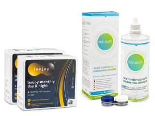 Lenjoy Monthly Day & Night (12 lentes) + Solução Solunate Multi-Purpose 400 ml com estojo