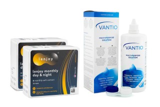 Lenjoy Monthly Day & Night (12 lentes) + Solução Vantio Multi-Purpose 360 ml com estojo