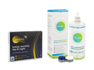 Lenjoy Monthly Day & Night (3 lentes) + Solução Solunate Multi-Purpose 400 ml com estojo