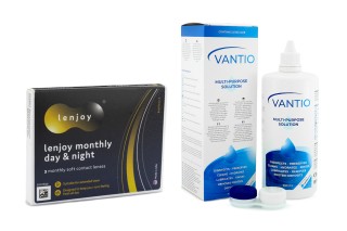 Lenjoy Monthly Day & Night (3 lentes) + Solução Vantio Multi-Purpose 360 ml com estojo