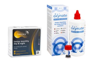 Lenjoy Monthly Day & Night (6 lentes) + Solução Oxynate Peroxide 380 ml com estojo