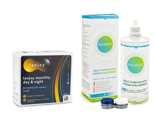 Lenjoy Monthly Day & Night (6 lentes) + Solução Solunate Multi-Purpose 400 ml com estojo