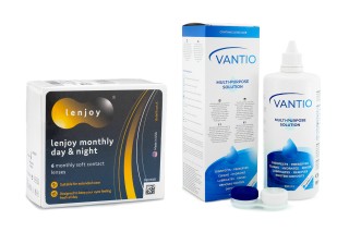 Lenjoy Monthly Day & Night (6 lentes) + Solução Vantio Multi-Purpose 360 ml com estojo