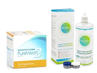 PureVision 2 for Astigmatism (6 lentes) + Solunate Multi-Purpose 400 ml com estojo