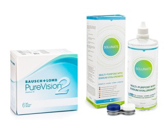 PureVision 2 (6 lentes) + Solunate Multi-Purpose 400 ml com estojo