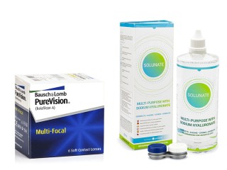 PureVision Multi-Focal (6 lentes) + Solunate Multi-Purpose 400 ml com estojo
