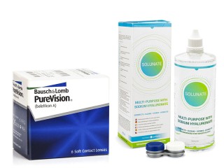 PureVision (6 lentes) + Solunate Multi-Purpose 400 ml com estojo