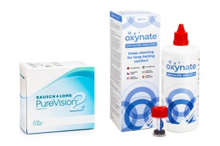 PureVision 2 (6 lentes) + Oxynate Peroxide 380 ml com estojo